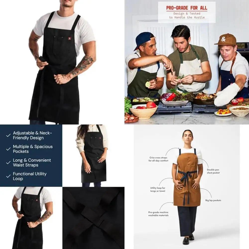 

Cotton Canvas Chef Apron with Pockets - 100% Cotton, 8oz, Crossback Style, Ideal for Kitchen Use