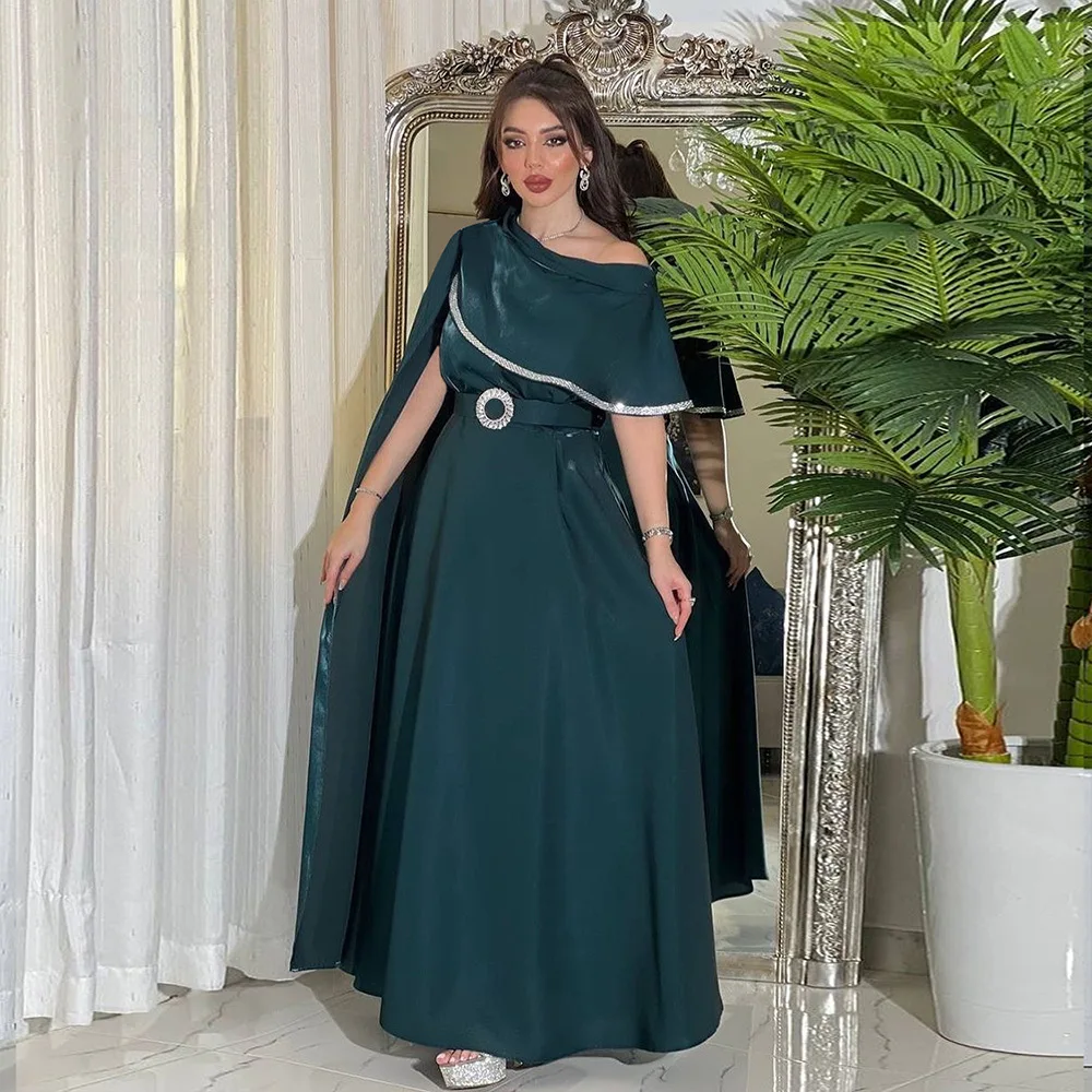 

Eid Mubarak Djellaba Muslim Women Diamonds Cape Sleeve Evening Party Dress Dubai Abaya Turkey Kaftan Saudi Arabic Robe Jalabiya