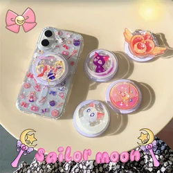Lovely Sailors Moons Phone Case With Stand for iPhone 14 15 16 Pro Max 13 12 11 Cartoon Magnetic Attraction Shockproof Back Case