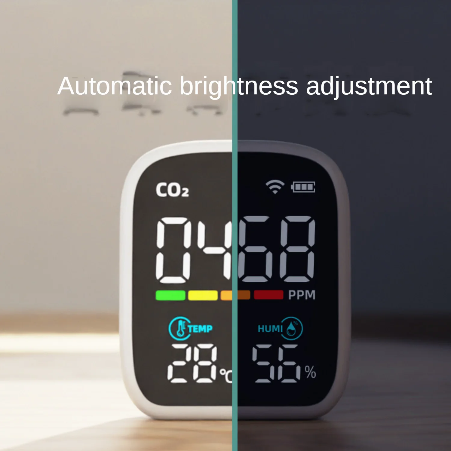 CO2 DetectorCO2 Detector Portable Temperature Humidity Air Quality Monitor Wifi Bluetooth Smart Home Alarm Device Remote Control