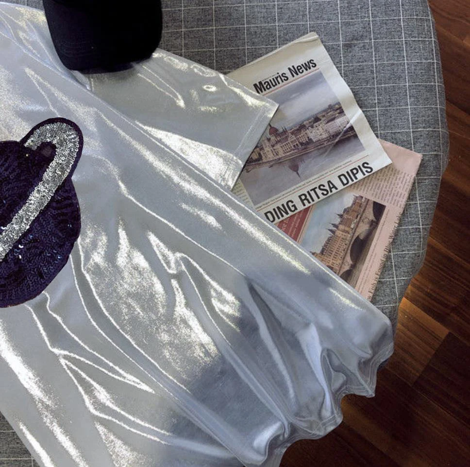 2023 Spring New Glittering T-shirt Trendy Brand Mid-length Loose Women Men Unisex Hip-hop Short-sleeved O-neck Casual Tops Tees