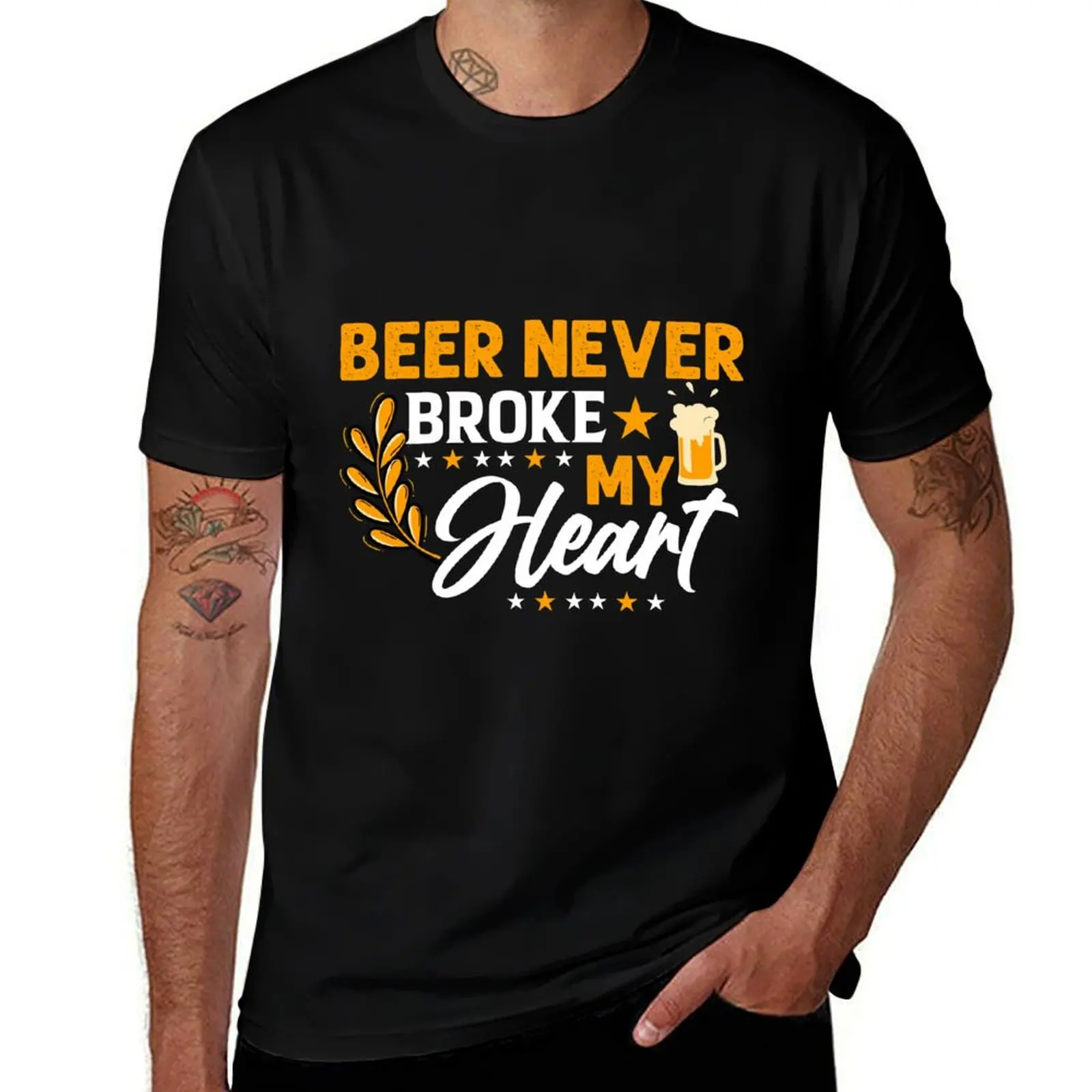 

Beer Never Broke my Heart T-Shirt cotton t shirts man 100% t shirt man plain t shirts for man graphic vintage T-Shirt