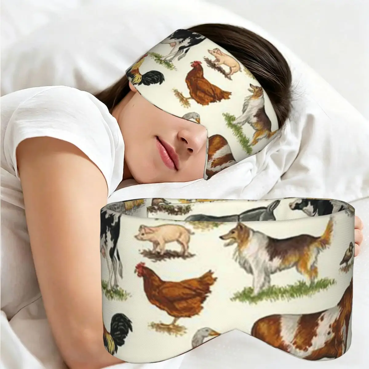 Country Farm Animals Farmhouse Village Pet sleep mask Light Blocking Portable Eye Cover for Girls Boys Travel Eyeshade eyepatch