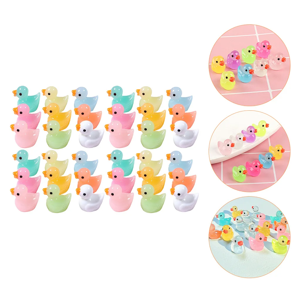

60 Pcs Simulated Duck Pendant Mini Garden Decoration Miniatures for Crafts Resin Luminous Animals Ducks Diy Dollhouse Ornaments
