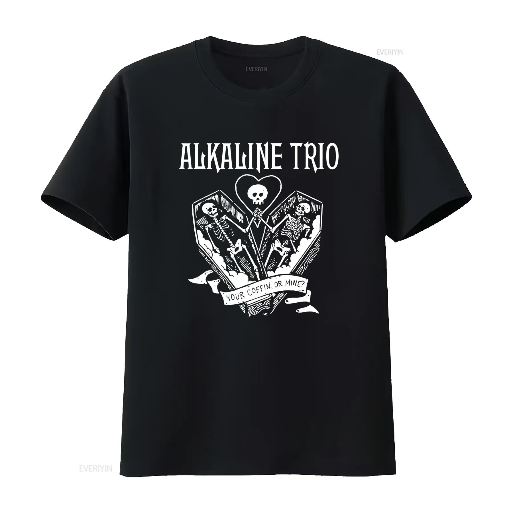 Authentic ALKALINE TRIO Your Coffin or Mine Skull Skeleton Print Slim Fit T Shirt S 2XL NEW vintage Washed graphic Stylish