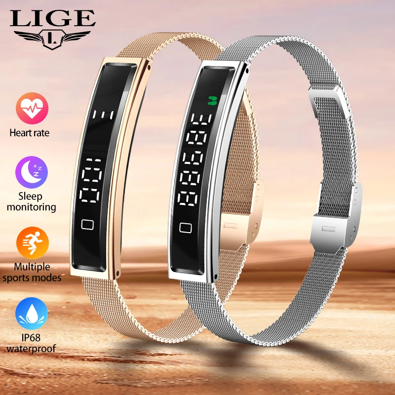 

LIGE Health Smart Bracelet Men Women Fitness Sports Band Heart Rate HRV Monitor Waterproof Pedometer Smart Watch for Android iOS