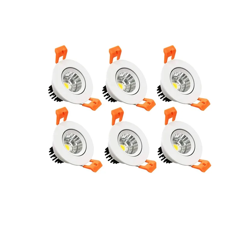 

6pcs 2Inch LED Recessed Ceiling Light 5W Dimmable LED Downlight 60 Beam Angle Directional COB Recessed Lights with Driver