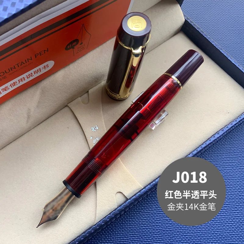 Wing Sung 630 Fountain Pen 14K Gold Nib Wave Long Knife Nib Piston Gold Clip Resin Pen Stationery Business Writing Gifts