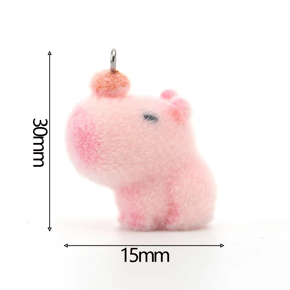 20PCS 3D Resin Flocking Animals Charms Cute Plush Dolls Pendant for Necklace Keychain Making DIY Jewelry Accessories Wholesale