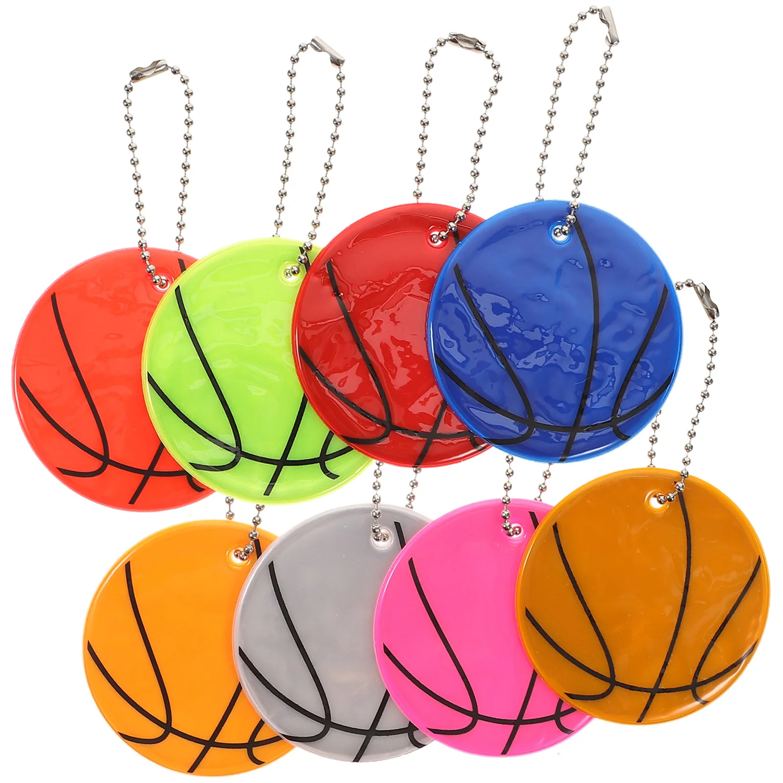 8 шт. светоотражающий баскетбольный брелок, светящийся в темноте кулон для рюкзаков, велосипедов, одежды, безопасный отражатель, декор, командные виды спорта
