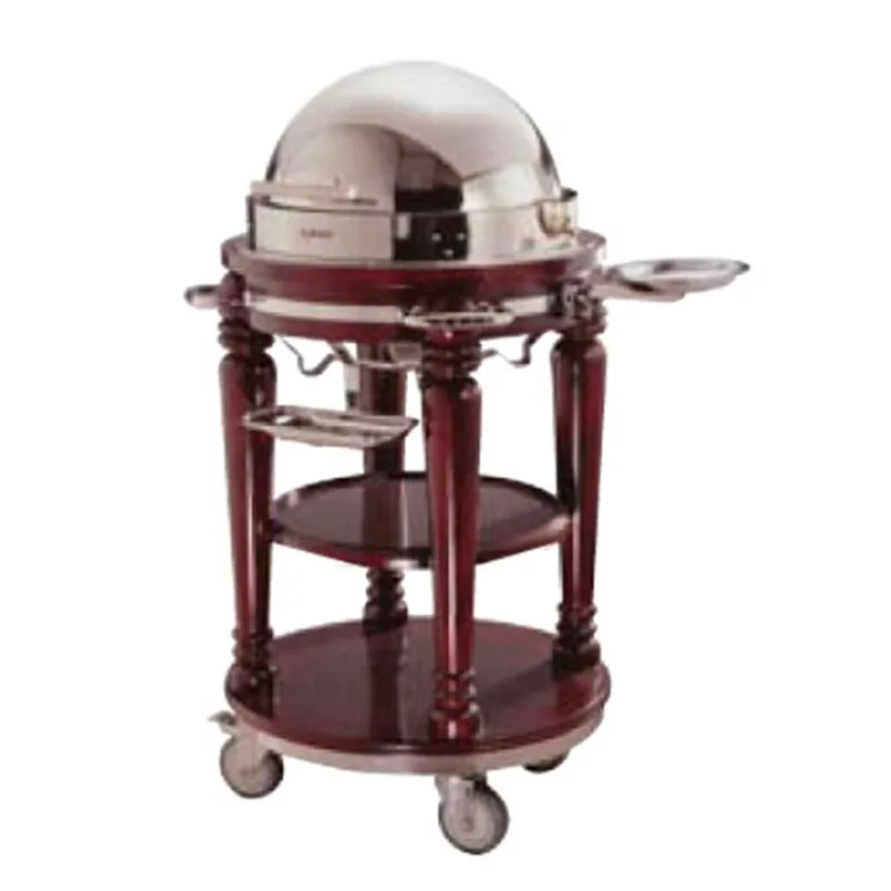 Manufacturer supply wholesale hotel buffet cart high-end mobile trolley luxury long/round buffet cart