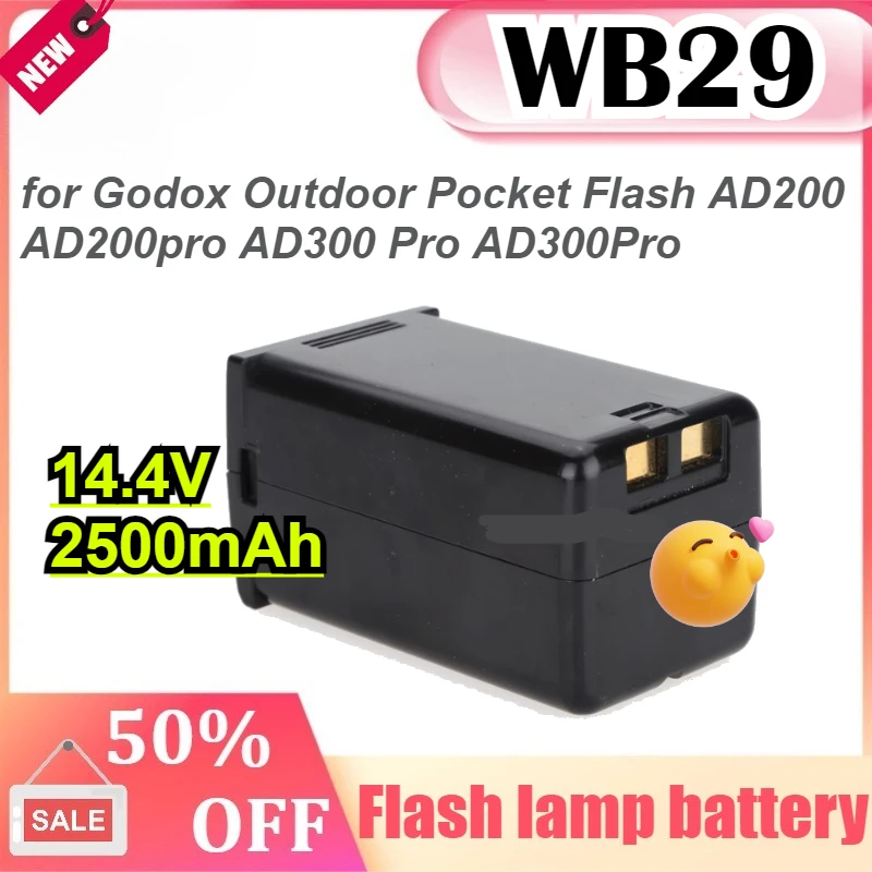

WB29 14.4V 2500mAh Battery Replacement for Godox Outdoor Pocket Flash AD200 AD200pro AD300 Pro AD300Pro Speedlite Flashgun