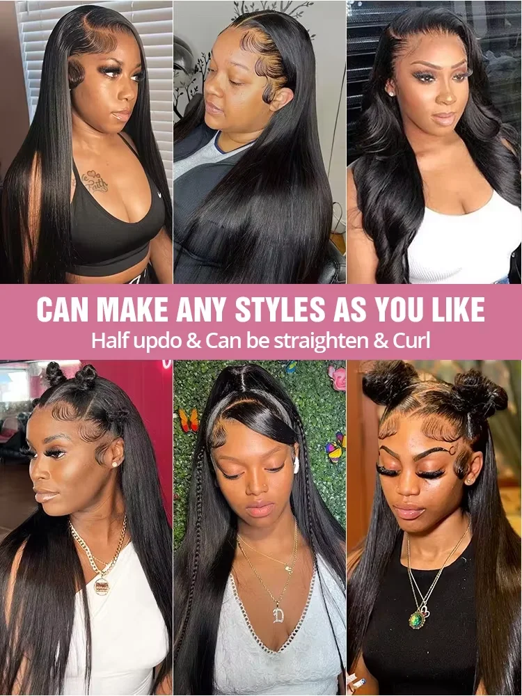 250% Density Brazilian Raw 30 32 inch 13x6 HD Lace Front Human Hair Wigs Bone Straight 13x4 Frontal Wigs Glueless Closure Wigs image 5