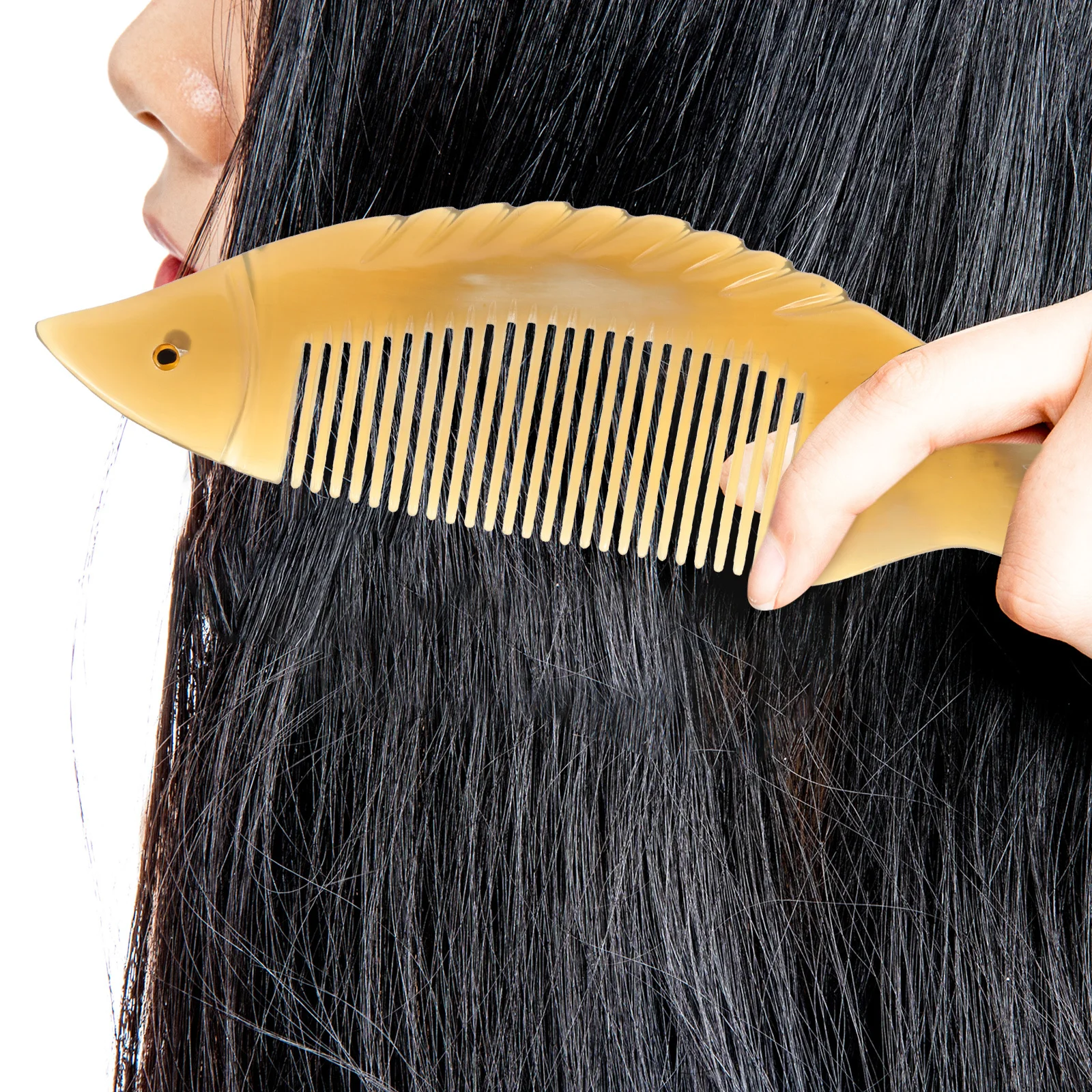 

1 шт., расческа в форме рыбы, портативный антистатический разглаживающий инструмент для распутывания волос для женщин, расческа для волос с рогом, тонкое мастерство, уход за волосами