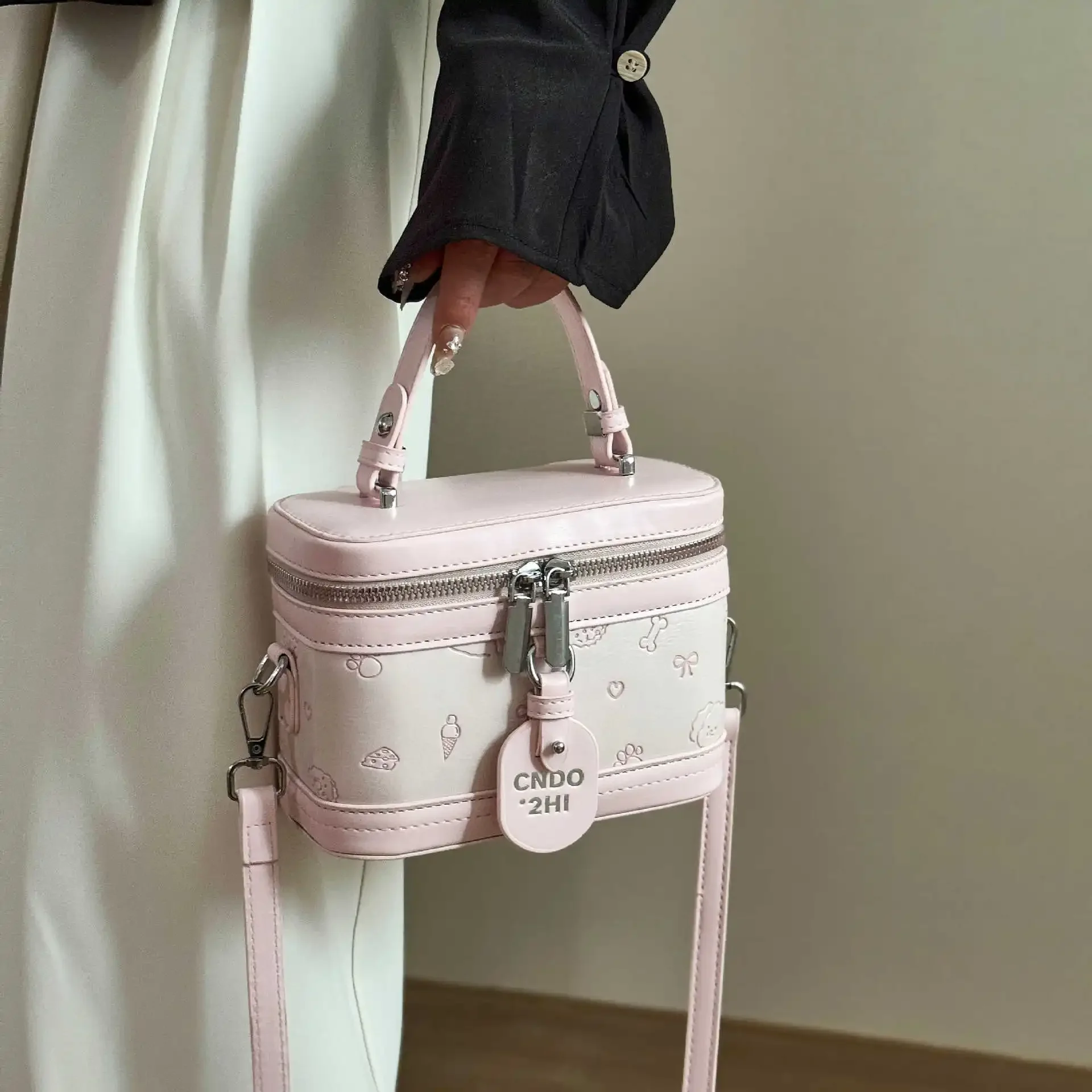 

Handheld Small Bag For Women 2025 New Fashionable Embossed Cartoon Shoulder Box Square Bag Niche Design Crossbody Bag