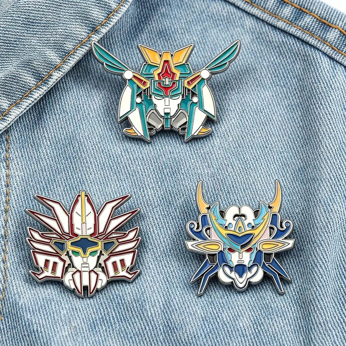 3pcs/set Anime Magical King Granzort Enamel Brooch Cartoon Robot Metal Badge Lapel Pin Cosplay Jewelry Accessories Fan Gifts