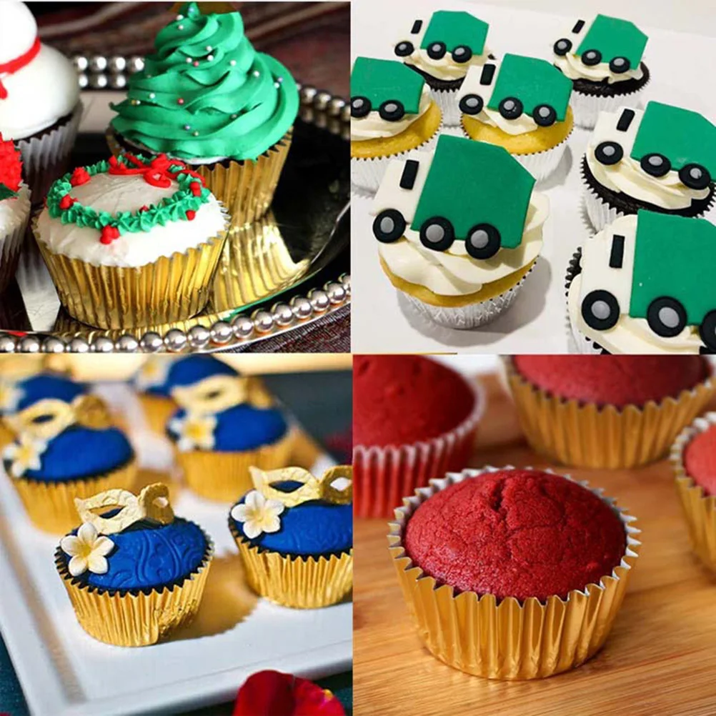 

200 Pc/2 Thickened Aluminum Pore Cake Paper Holder Muffin Cup Liner Foil Liners Pan Cupcake Baking Baby