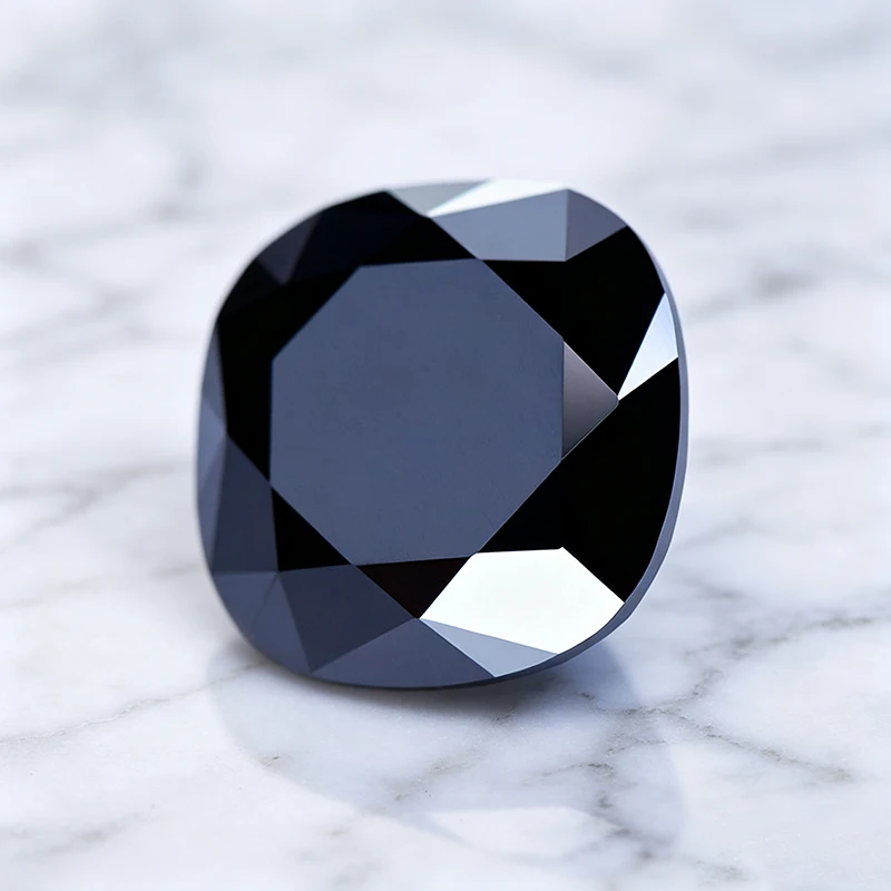 Moissanit-Stein in Schwarz, Kissenform, synthetischer Labor-Edelstein für DIY-Ringe, Halsketten, Ohrringe, Hauptmaterialien mit Zertifikat – Detail 4
