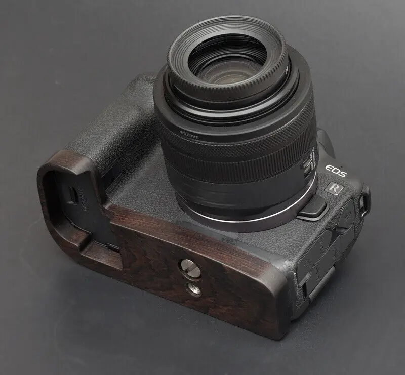 

Handmade Wooden Wood Ebony Walnut Hand Grip Holder EOS R EOSR Camera Baseplate