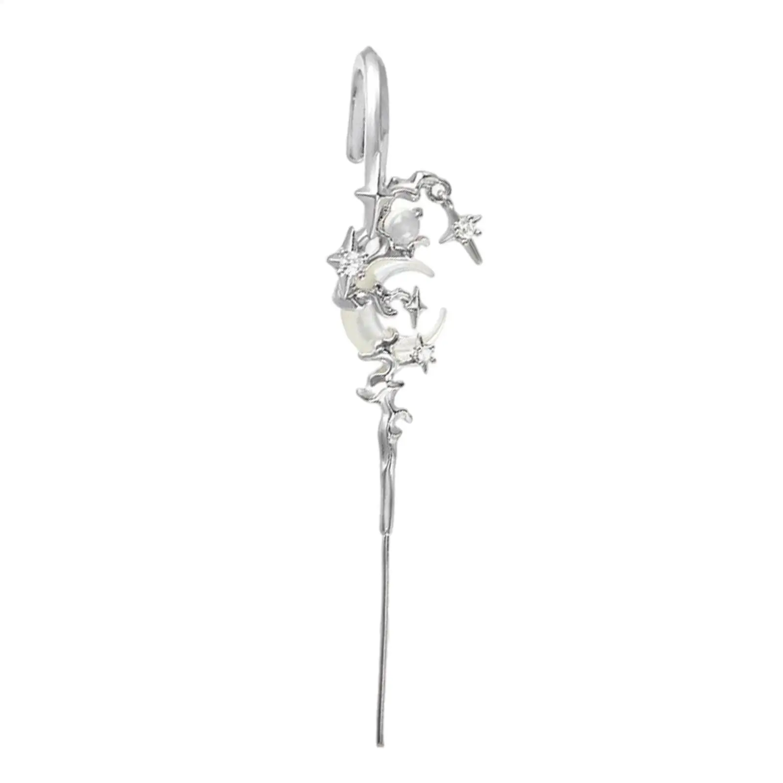 Sparkling Star and Moon Earring Fashionable Ear Needle Wrap Crawler Hook Earrings Jewelry for Fashionistas