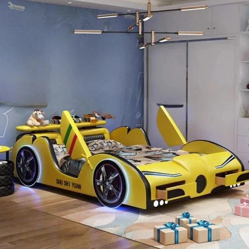 

Boys High End Double Bed Car Kids Queen Size Luxury King Double Bed Frame Light Modern Wood Cama De Casal Bedroom Furniture