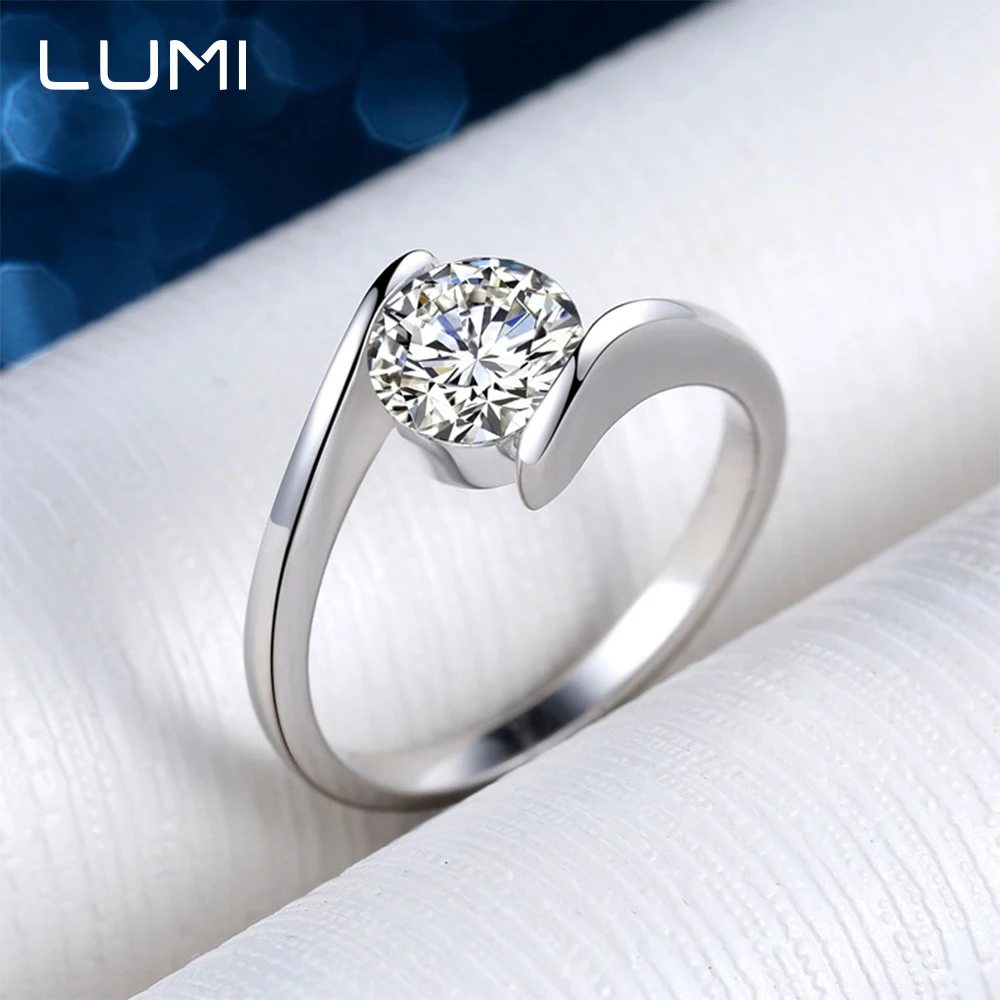 

LUMI 0.5-1Carat Moissanite Diamond Lady Ring - S925 Sterling Silver Minimalism Engagement Bridel Jewelry with GRA Certificete