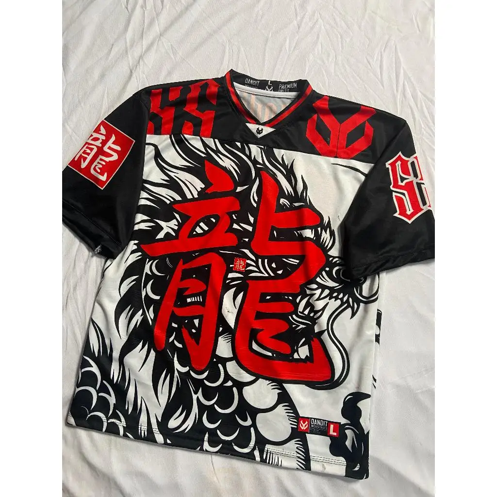 New  88 Dragon Chinese Style Jersey T-shirt Men's Oversized Mesh Streetwear Hip Hop Top Oriental Tattoo Casual Short Sleeve Tee