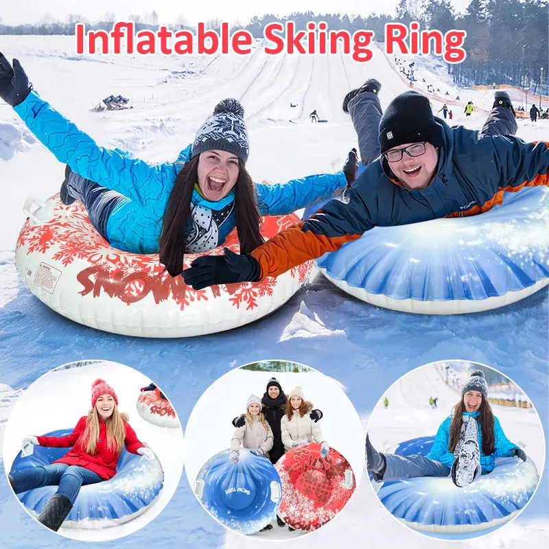 

Inflatable Snow Tube for Adults Thickened PVC Hard Bottom with Reinforced Handles, Durable Winter Snow Sled for Family Outdoor
