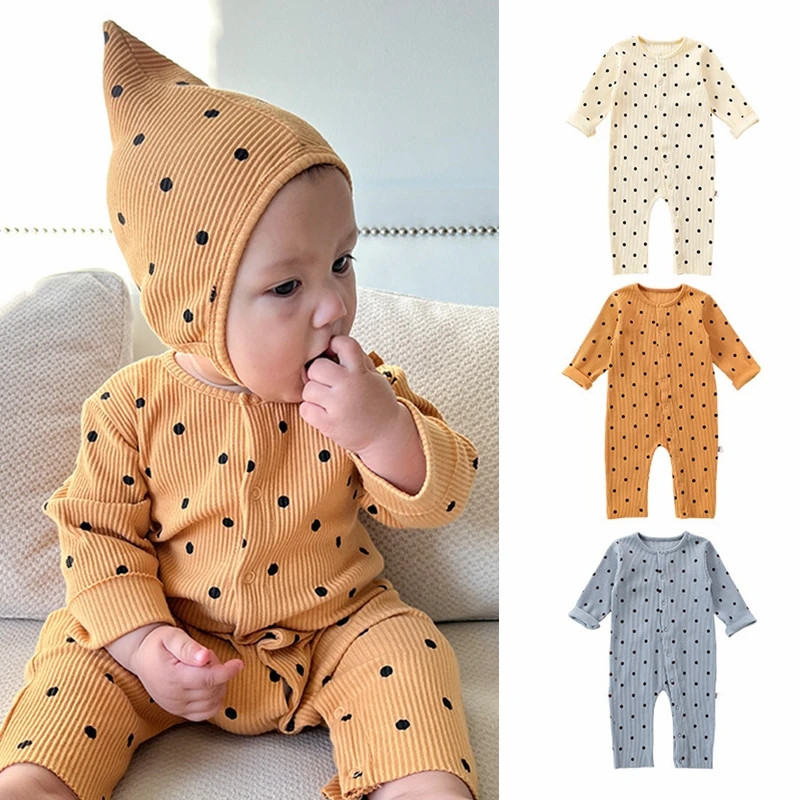 Newborn Infant Jumpsuit Polka Dot Baby Cotton Spring Rompers Long Sleeve Soft Skin-friendly Romper Pajamas Bottoming Tops