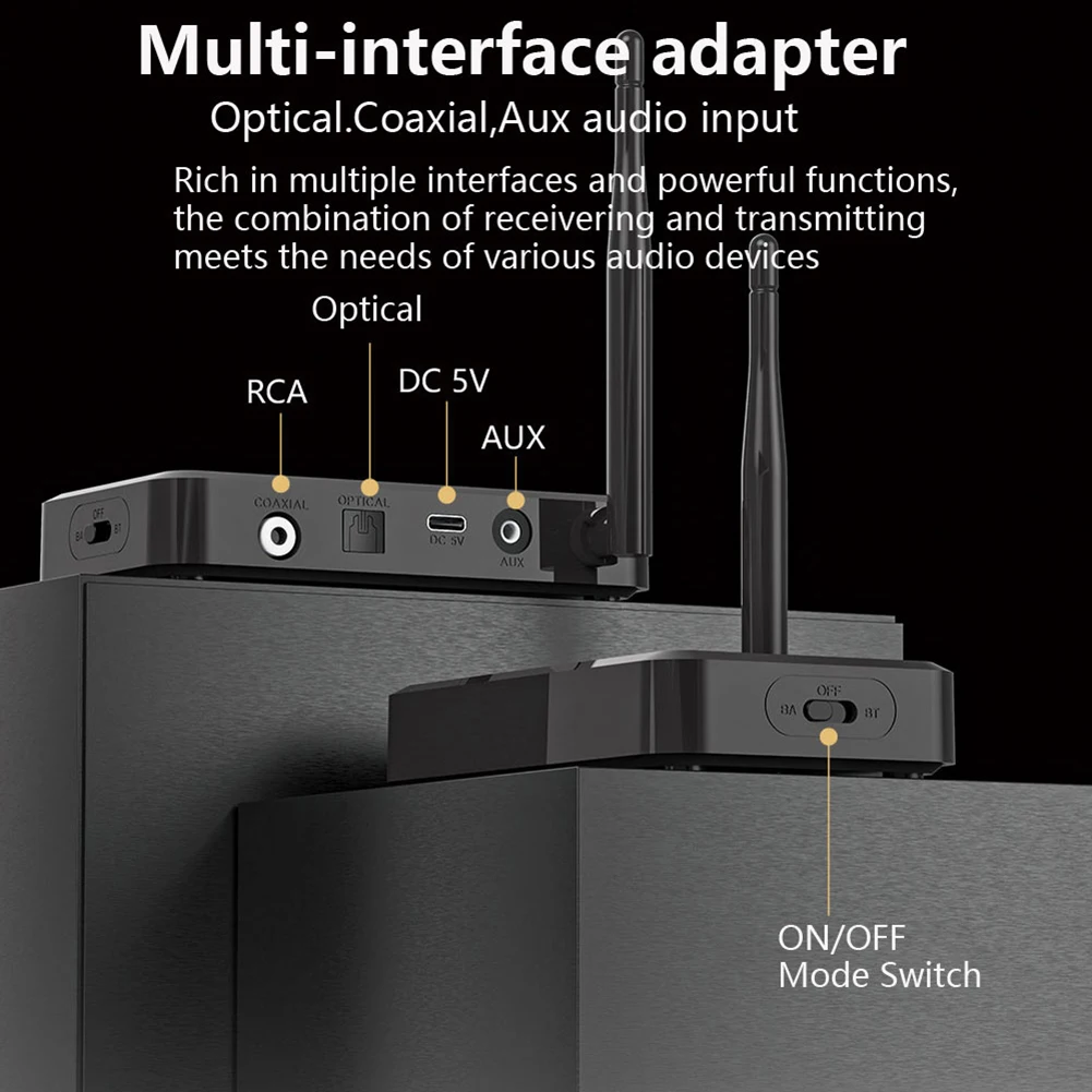 LE Audio Bluetooth 5.3 เครื่องส่งสัญญาณไร้สาย LE อะแดปเตอร์เสียง USB/AUX/Opt/Coax สําหรับเล่นเกมดูเพลง