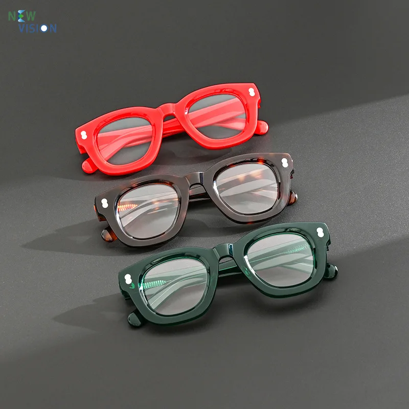 

Новые мужские ретро-очки с толстой квадратной оправой из ацетата 1080: персонализированные модные оптические оправы для коррекции близорукости и чтения, женские оправы для очков с защитой от синего света