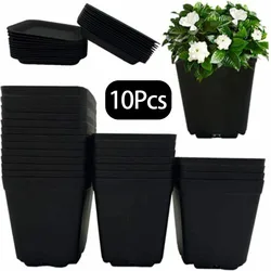 10Pcs Black Multi Square Nursery Flower Pots Plastic Plant Pot With Nursery Creative Small Square Pots For Succulent