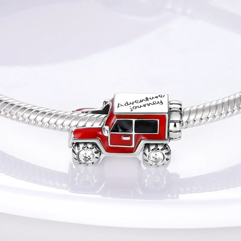 Silver Plated Travel Vehicle Charms Beads Zirconium Motorcycle Car Airplane Dangle Fit Pandora Bracelet Necklace DIY Jewelry