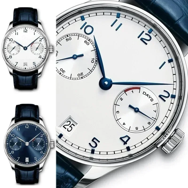 Men's Automatic Mechanical Watch Stainless Steel Blue Black Leather 42mm for Bathing Accessories