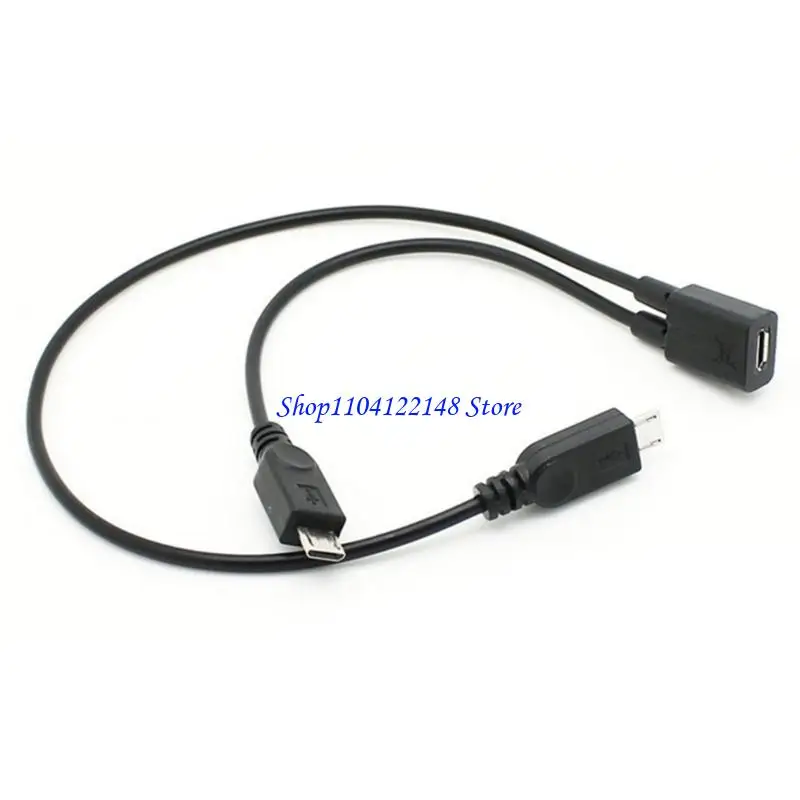 P9FA Micro USB Female to Micro USB Male Splitter Cable Data Transfer 30cm Long
