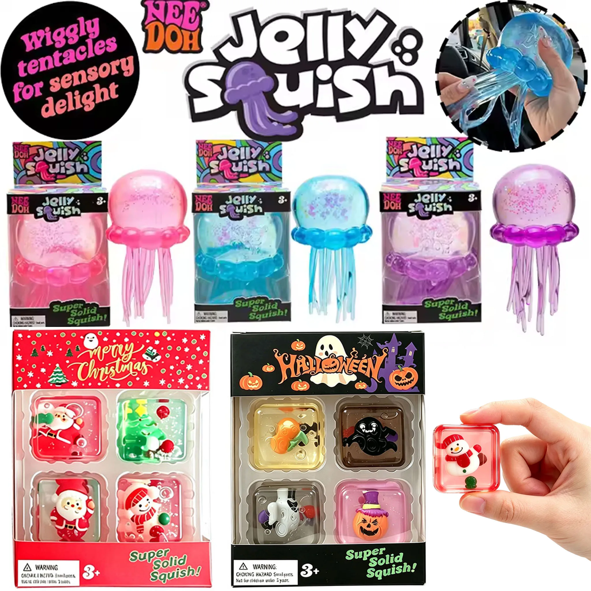 New 2026NeeDoh Mini 4 Pack Nice Cube Squishy Squeeze Fidget Toy Portable Sensory Anti‑Anxiety Stress Relief Desk Toy