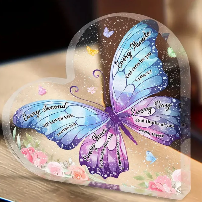 Hot selling transparent acrylic acrylic love butterfly table decoration to send friends and colleagues gifts