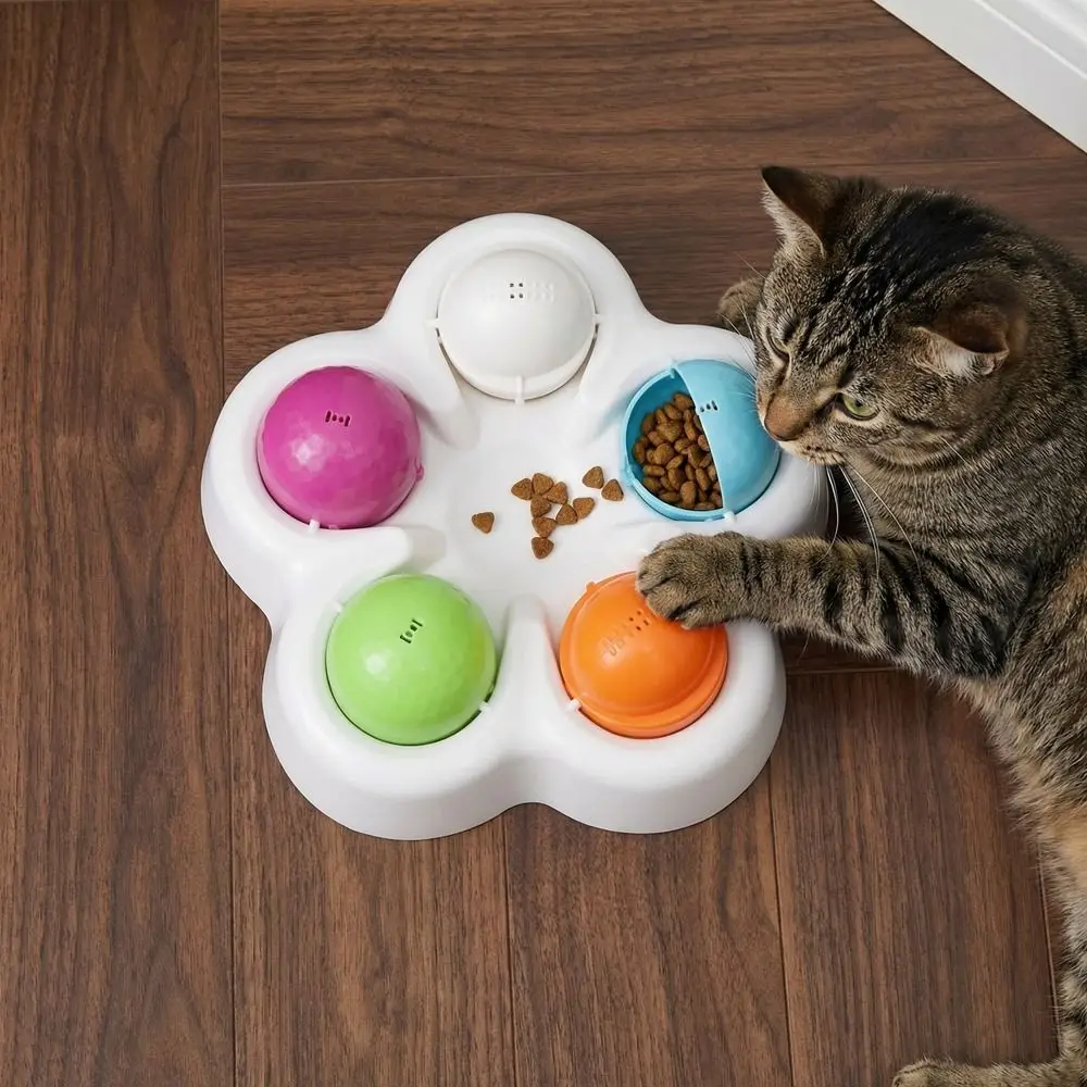 

Rotatable Pet Treat Dispenser Stable Base Interactive Smart Slow Feeder Toys Candy Color Plastic Cat Food Plate Pet Supplies