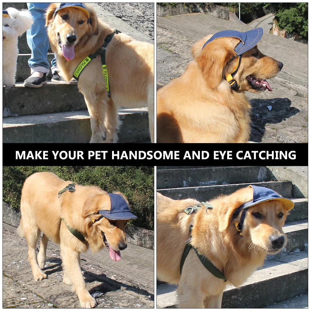 

Cool Denim Pet Sun Hat Breathable And Comfortable Dog Cap Adjustable Buckle Summer Visor Hat For Cats Puppy