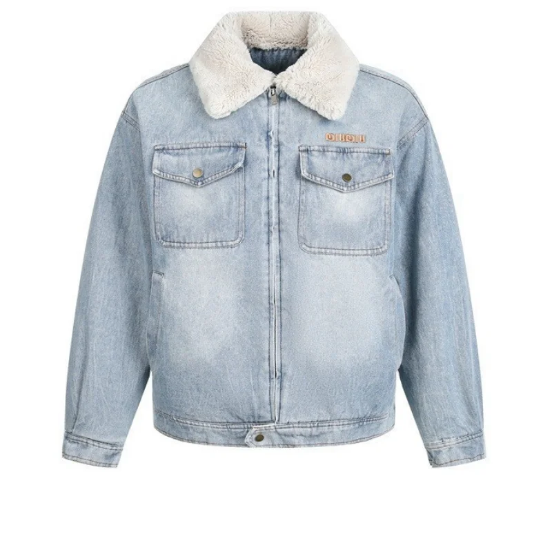 

Мужские и женские джинсовые стеганые куртки, американское винтажное тяжелое хлопковое пальто, зимнее рабочее утилита, модная уличная одежда для пар B0061