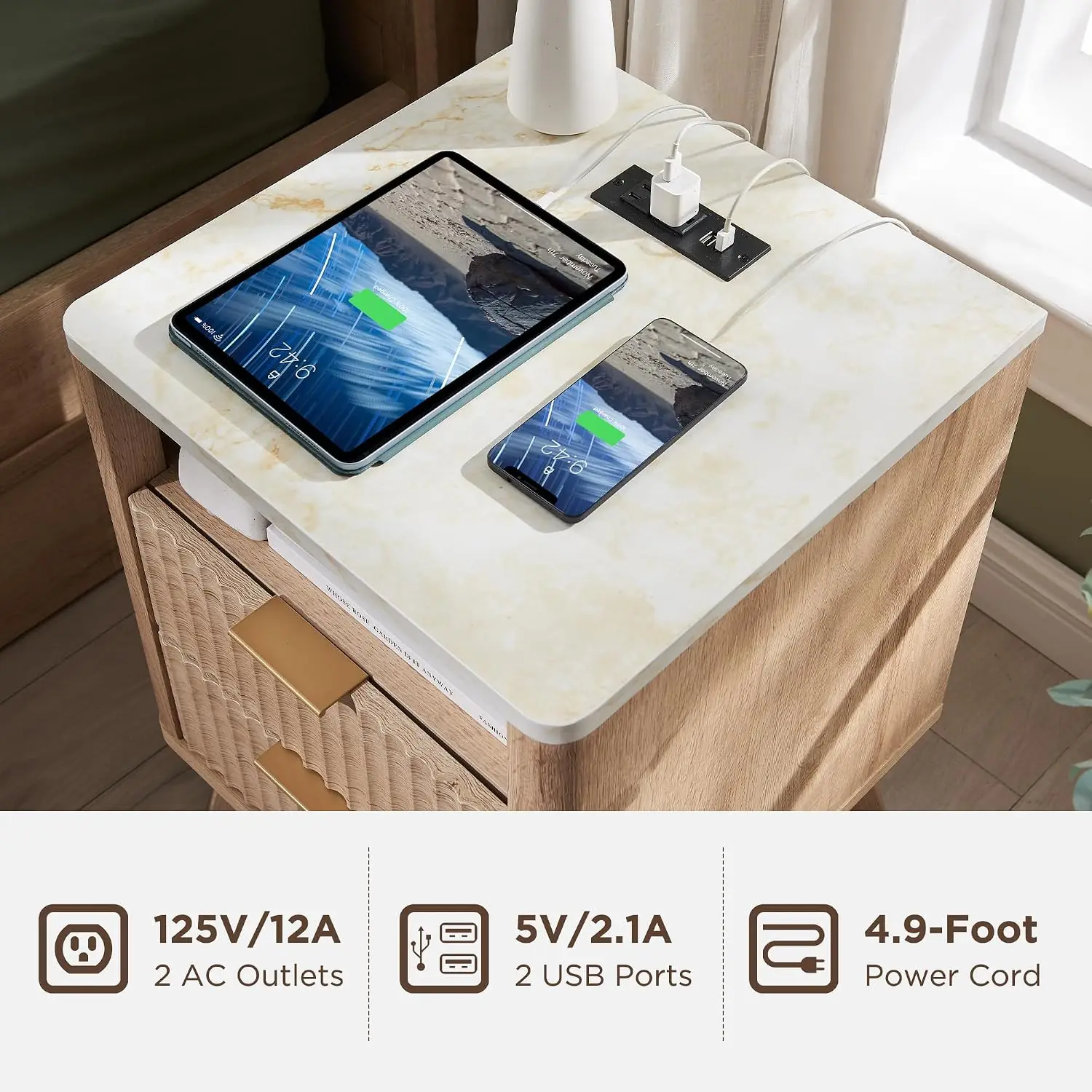 Fluted Marble Nightstands 4