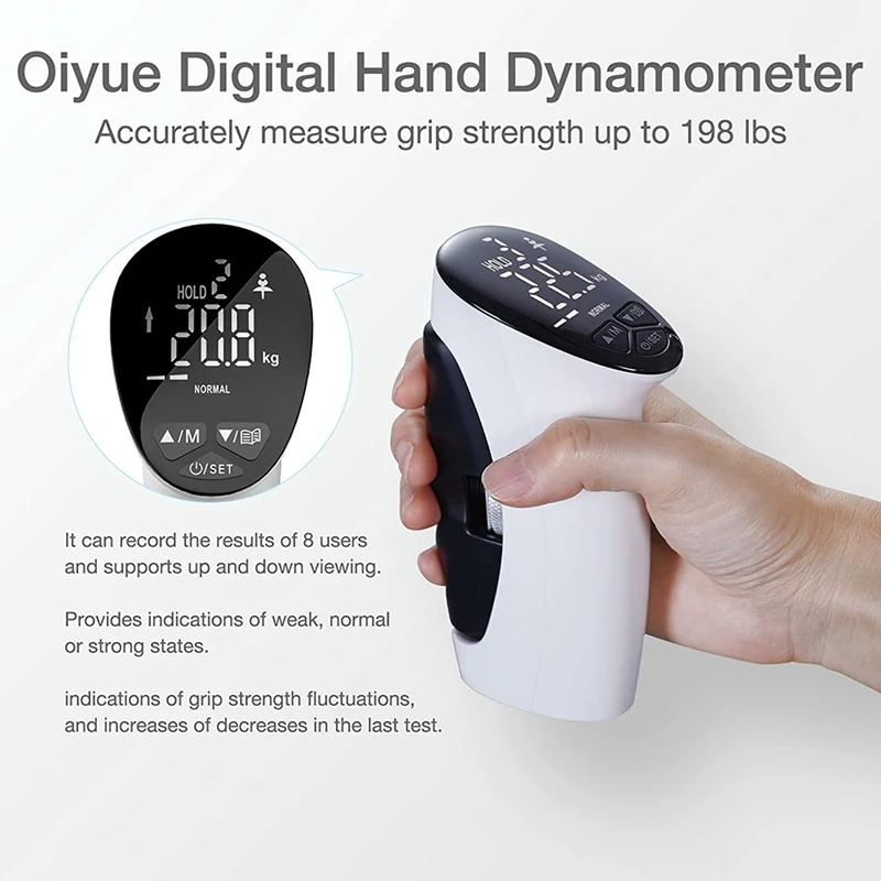 Grip Strength Trainer, Grip Strength Tester Hand Grip Exerciser dinamometro digitale a mano con acquisizione automatica