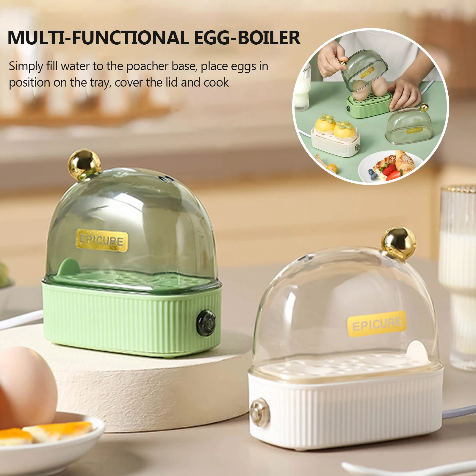 120W 220V Outdoor Picnic Electric Egg Poacher Automatic Power Off Mini Breakfast Machine Egg Poacher Portable Food Steamer