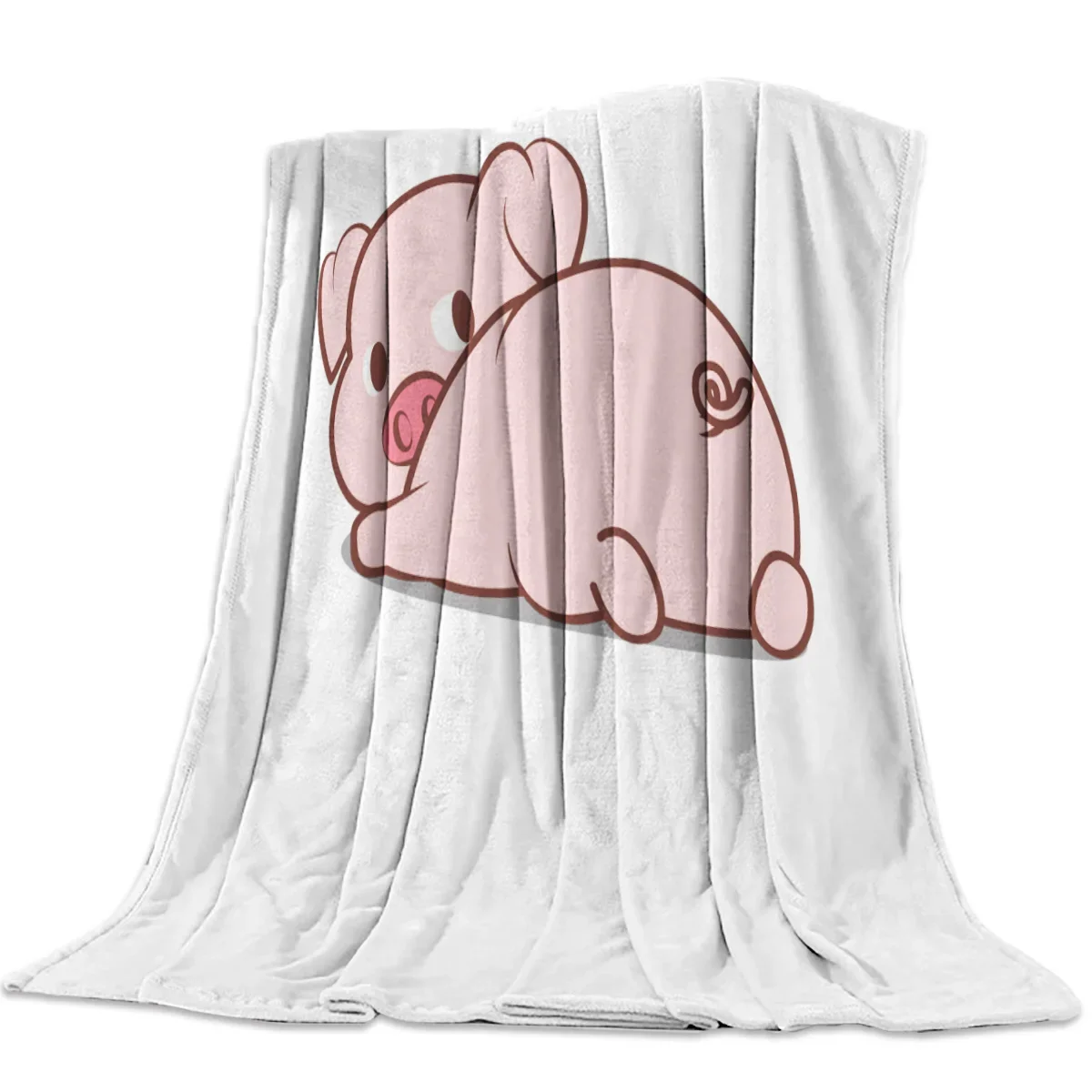 หมูสีชมพูดอกไม้ Rose Flannel ผ้าห่มสําหรับเตียงโซฟาขนแกะโยนผ้าห่ม Funny Plush ผ้าคลุมเตียง Queen King TWIN ขนาดแบบพกพา