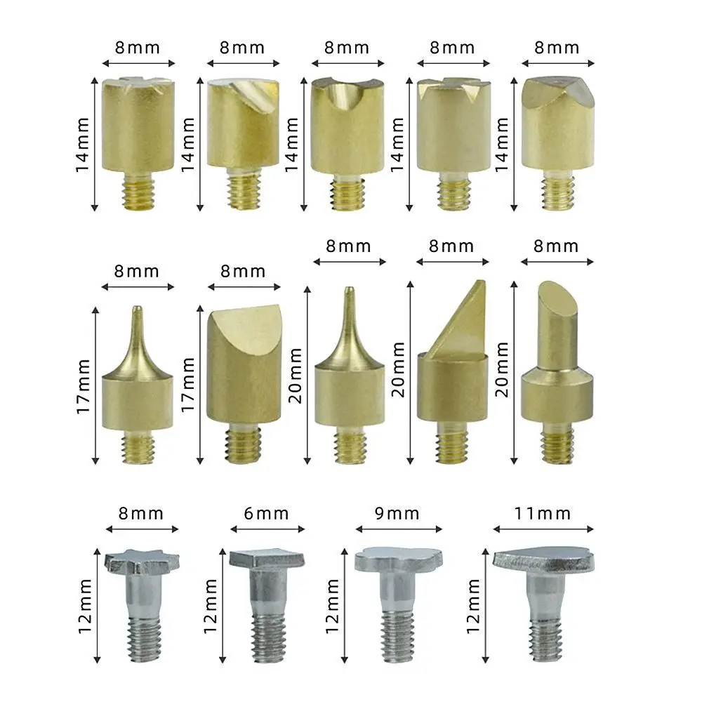 Carving Craft with Box Welding Tips Internal Heat Pyrography Marking Soldering Iron Head Set Stencil Wood Burning Pen Tips Kit
