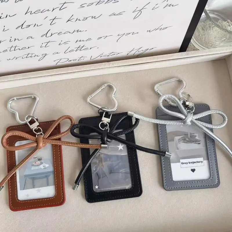 1Pcs Portable INS Card Holder PU Leather Y2k Idol Photo Card Sleeve Display Pendant
