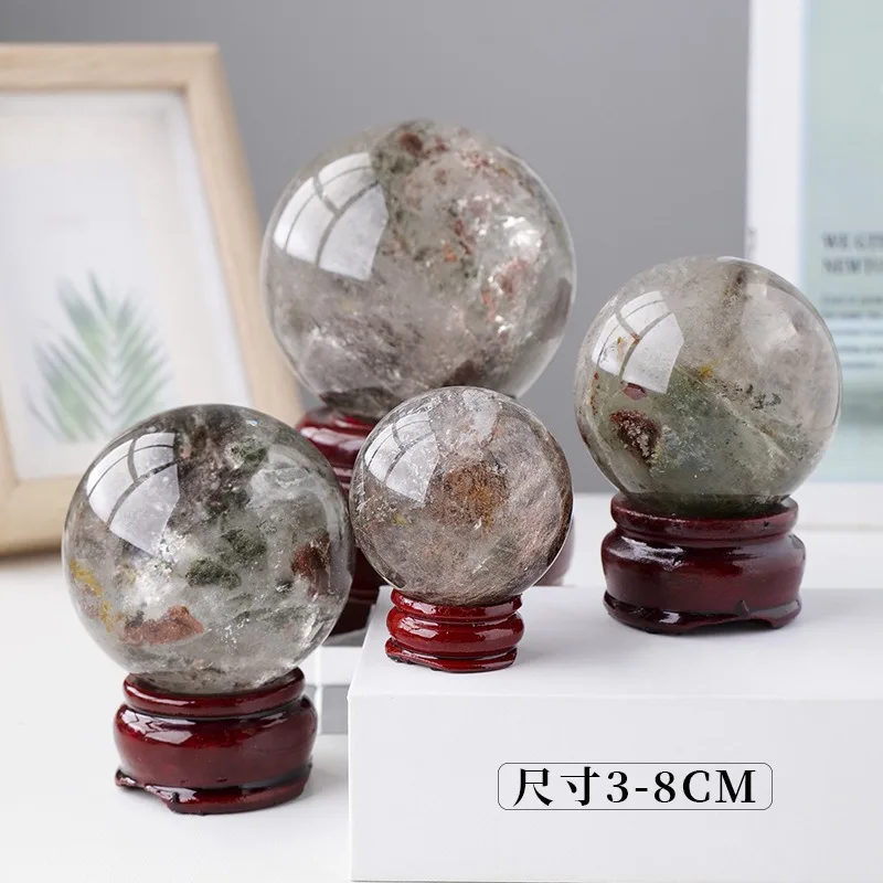 Ghost crystal ball ornament, colored ghost ball crystal rough stone ore home decoration feng shui ball