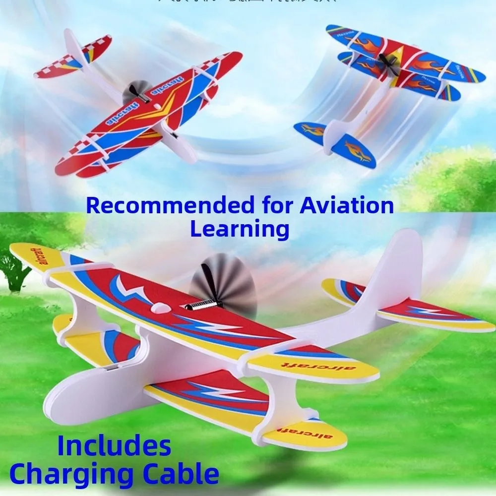 

HOT SALE Novelty Plastic DIY Foam Aircraft Powered Flying Glider Assembly Plane Model Elastic Rubber Airplane