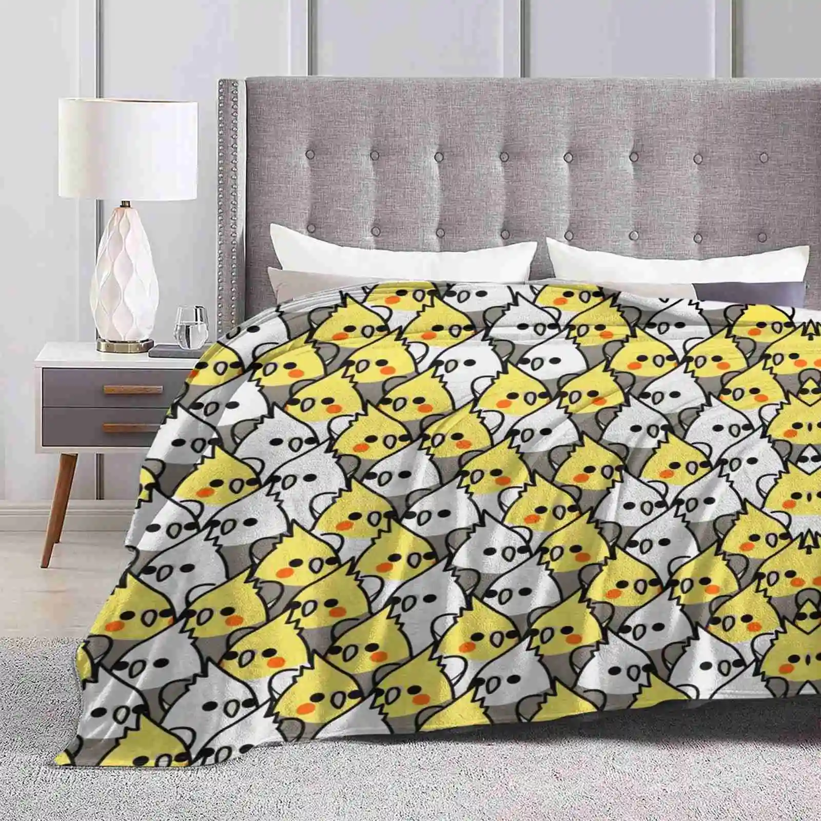 Too Many Birds!-Cockatiel Squad Soft Warm Throw Blanket Birds Cute Many Cockatiel Cockatoo African Grey Gray Macaw Lovebird