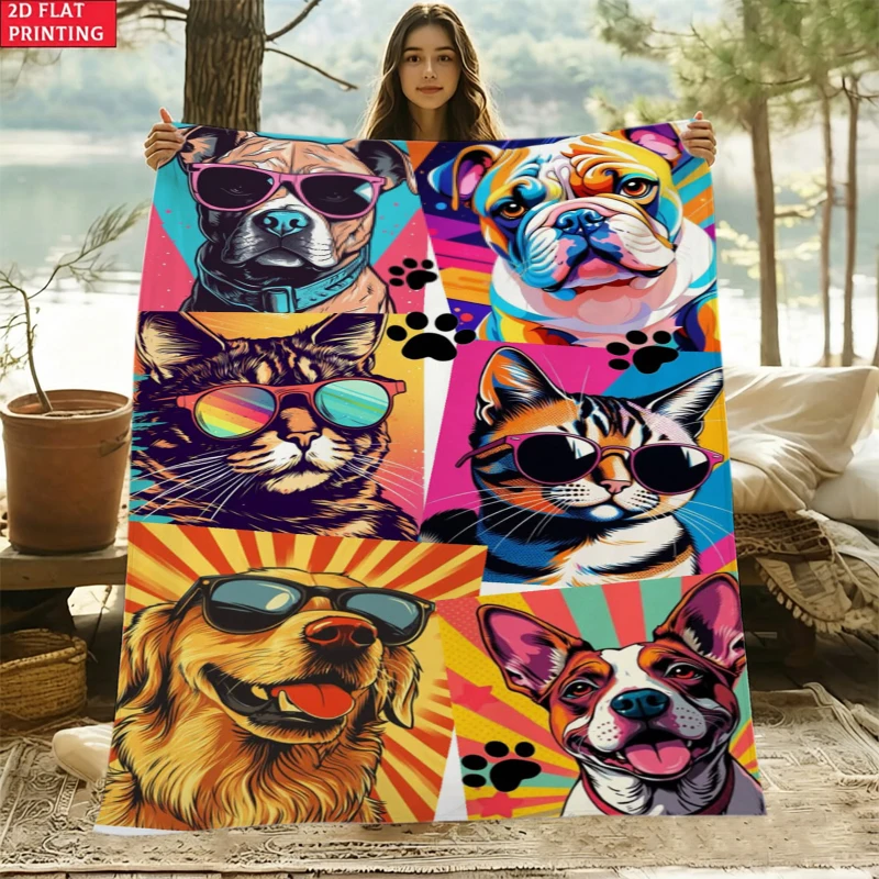 Multiple Puppy Breeds Wooden Crate Arrangement Fleece Blanket For Pet Lover Bedroom Decor Lightweight Plush Throw Blanket Accent